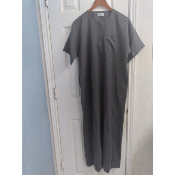 Gray Thobe‎ Islamic Muslim Men's Short Sleeve Abaya Maxi Dress - Picture 2 of 5